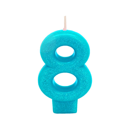 Number 8 Glitter Candle - 1PC