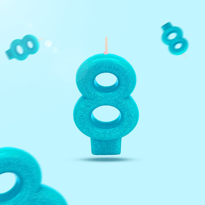 Number 8 Glitter Candle - 1PC