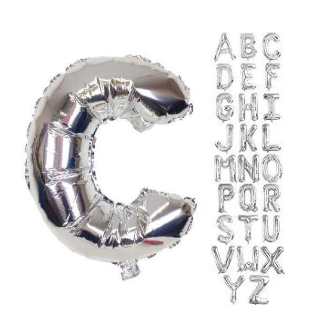 Letter C Silver Foil Balloon - 16 inches - 1PC