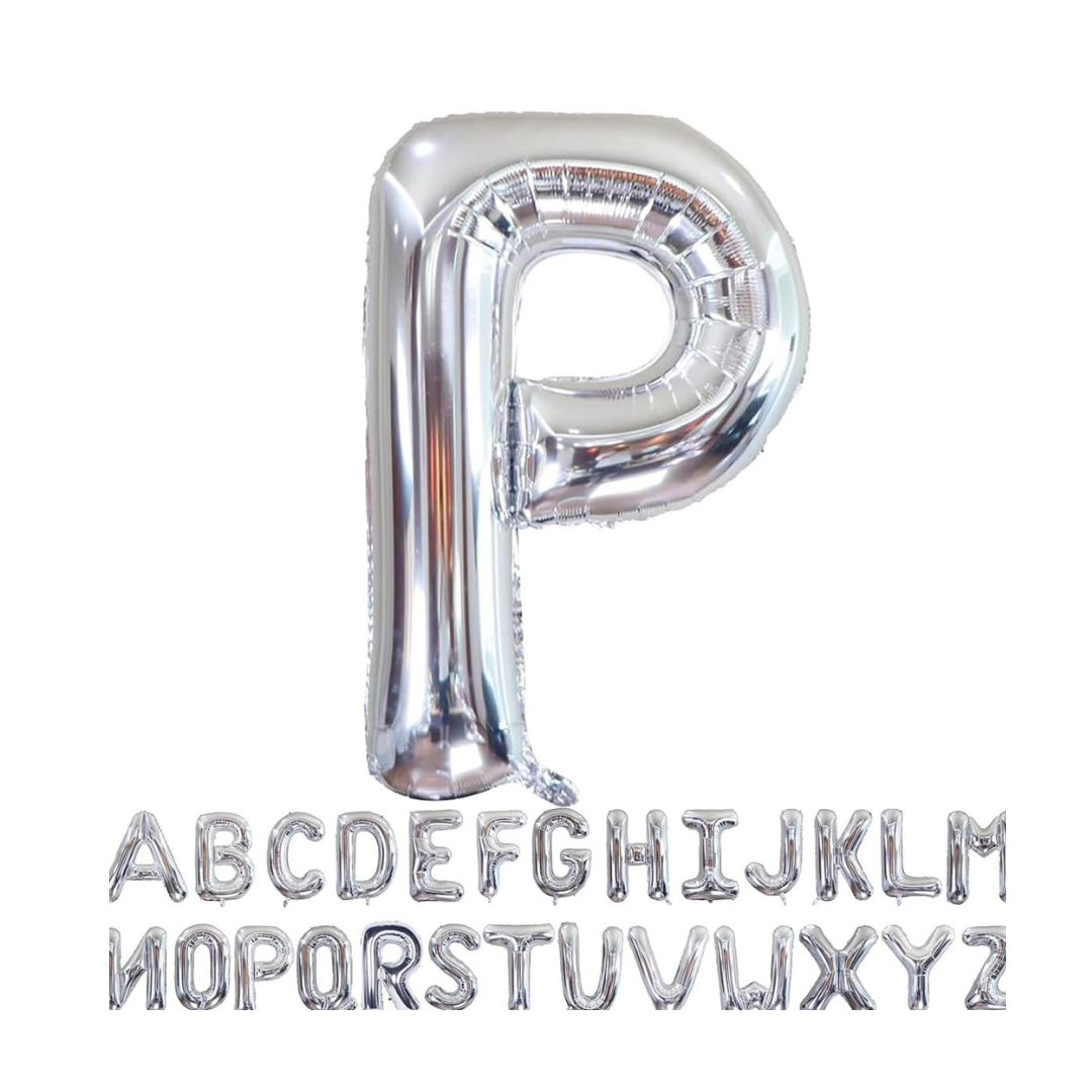 Letter P Silver Foil Balloon - 16 inches - 1PC