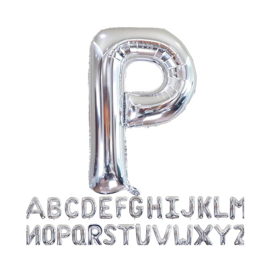 Letter P Silver Foil Balloon - 16 inches - 1PC