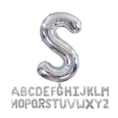 Letter S Silver Foil Balloon - 16 inches - 1PC