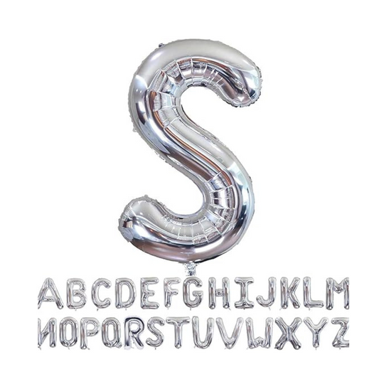 Letter S Silver Foil Balloon - 16 inches - 1PC