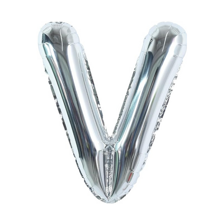Letter V  Silver Foil Balloon - 16 inches - 1PC