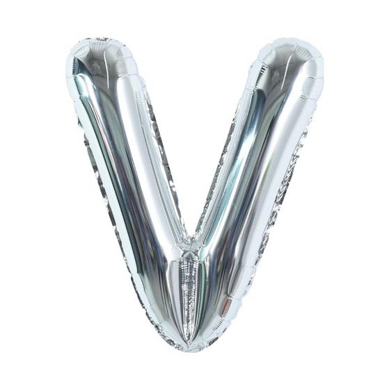 Letter V  Silver Foil Balloon - 16 inches - 1PC