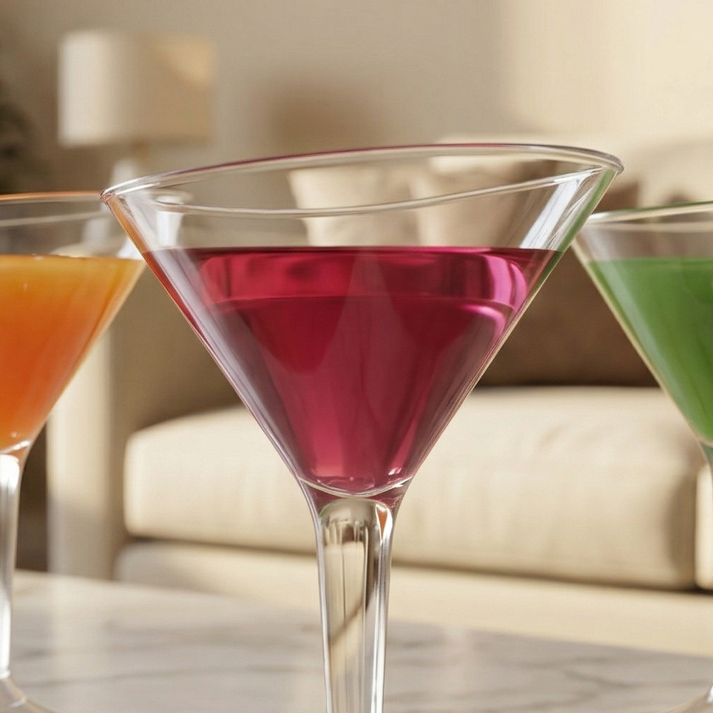 Clear Plastic Martini Glasses 100 ml - Party Cocktail Glasses - 6 Pc