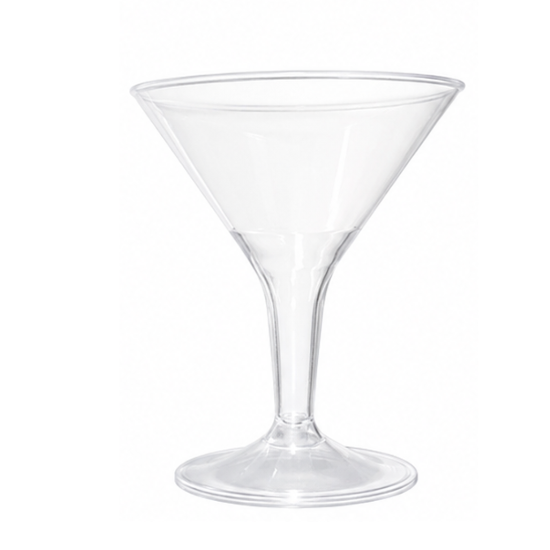 Clear Plastic Martini Glasses 100 ml - Party Cocktail Glasses - 6 Pc