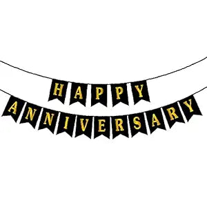 Happy Anniversary Banner with Balloons Combo Pack - 12PC