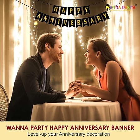 Happy Anniversary Banner with Balloons Combo Pack - 12PC