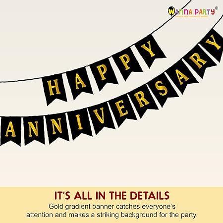 Happy Anniversary Banner with Balloons Combo Pack - 12PC