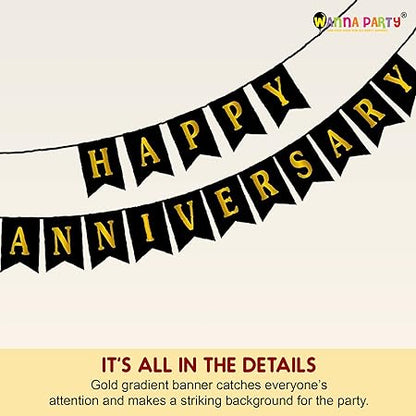 Happy Anniversary Banner with Balloons Combo Pack - 12PC