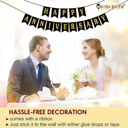 Happy Anniversary Banner with Balloons Combo Pack - 12PC