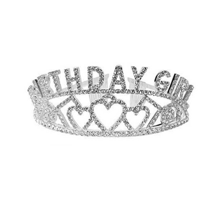 Birthday Girl Crown Fr Girls- Tiara And Pink Sash Combo -2 Pcs