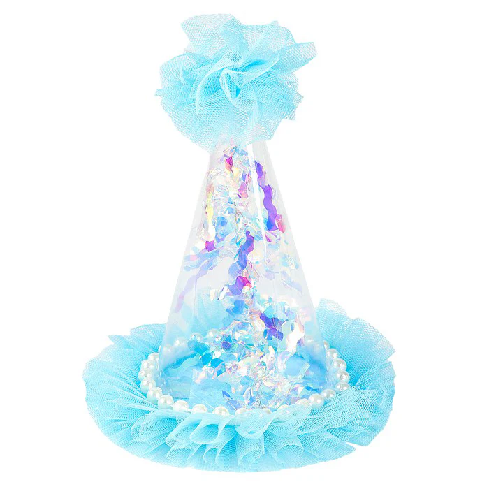 Small Transparent Blue Hat Net w/Confetti - 1PC