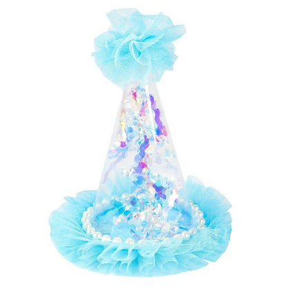 Small Transparent Blue Hat Net w/Confetti - 1PC