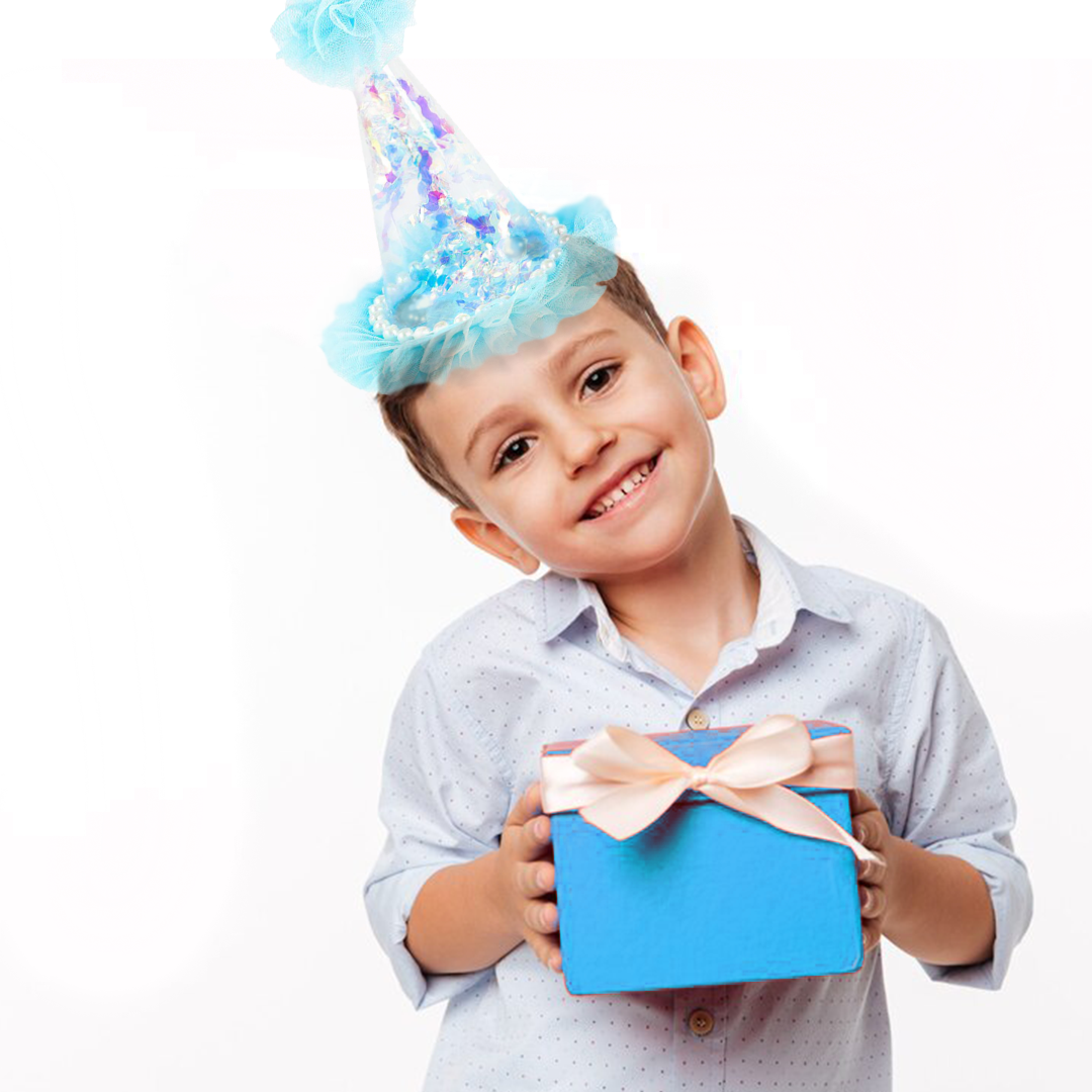 Small Transparent Blue Hat Net w/Confetti - 1PC