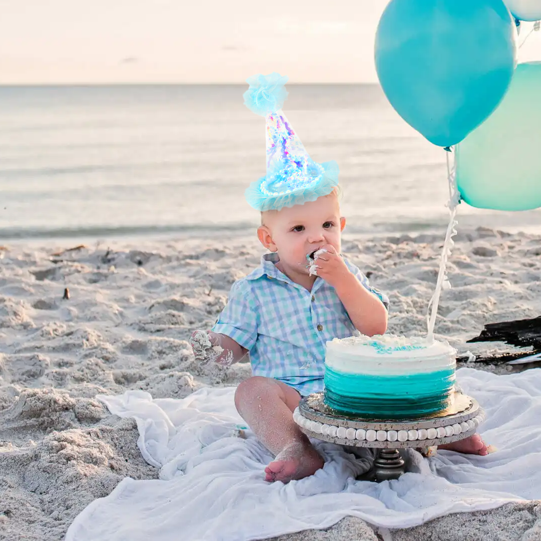Small Transparent Blue Hat Net w/Confetti - 1PC