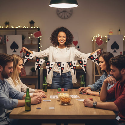 Card Party Casino Bunnting -Over 9Ft