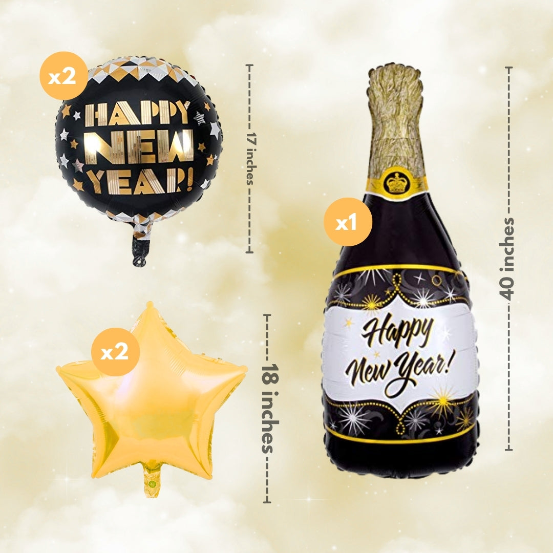 Happy New Year Foil Balloon - Set Of 5