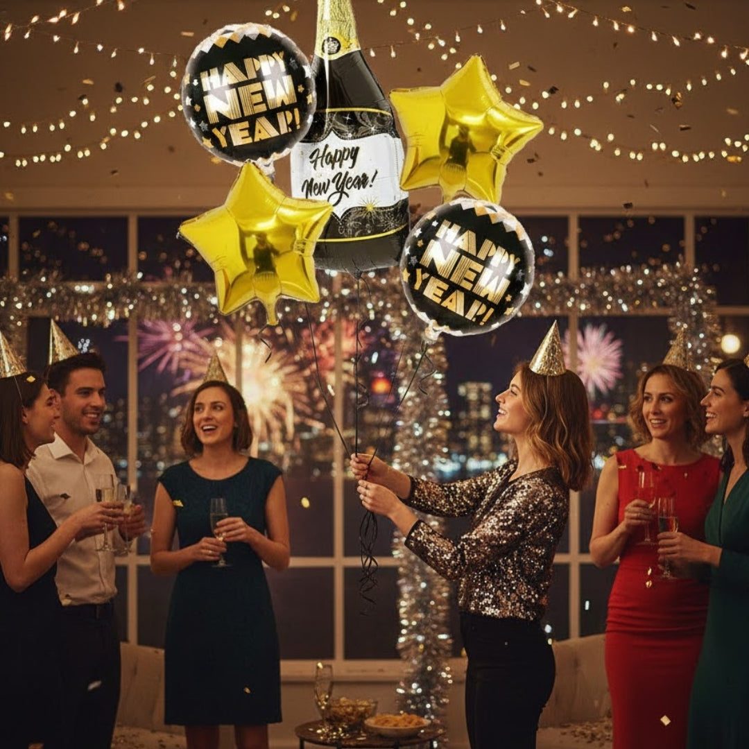 Happy New Year Foil Balloon - Set Of 5