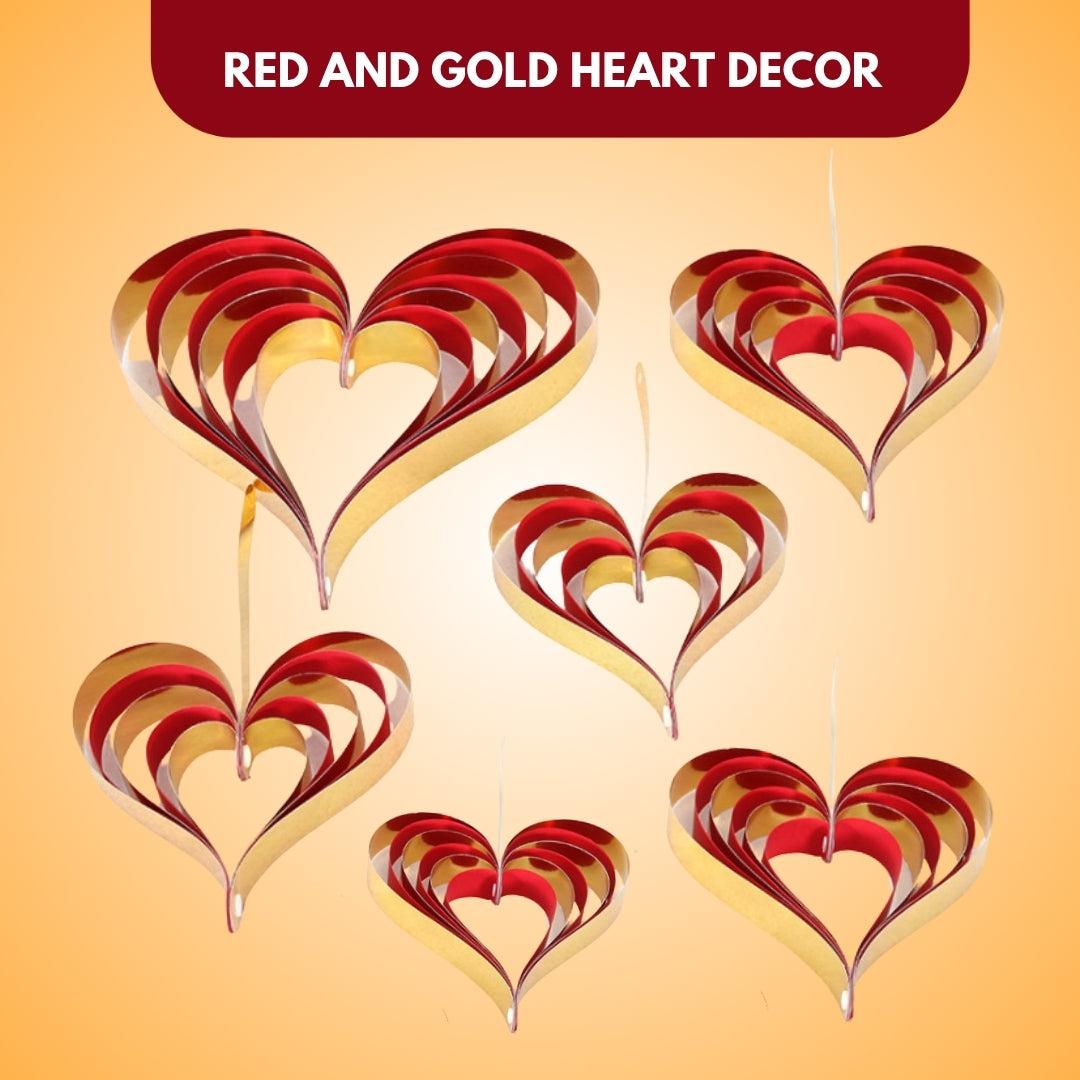 Golden Heart Hanging set for Party Decor - 4PC