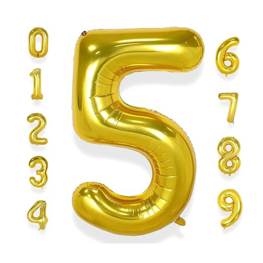 Numerical 5 Golden Balloon - 18 inches - 1PC