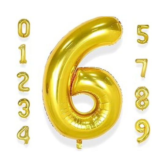 Numerical 6 18" Golden Balloon