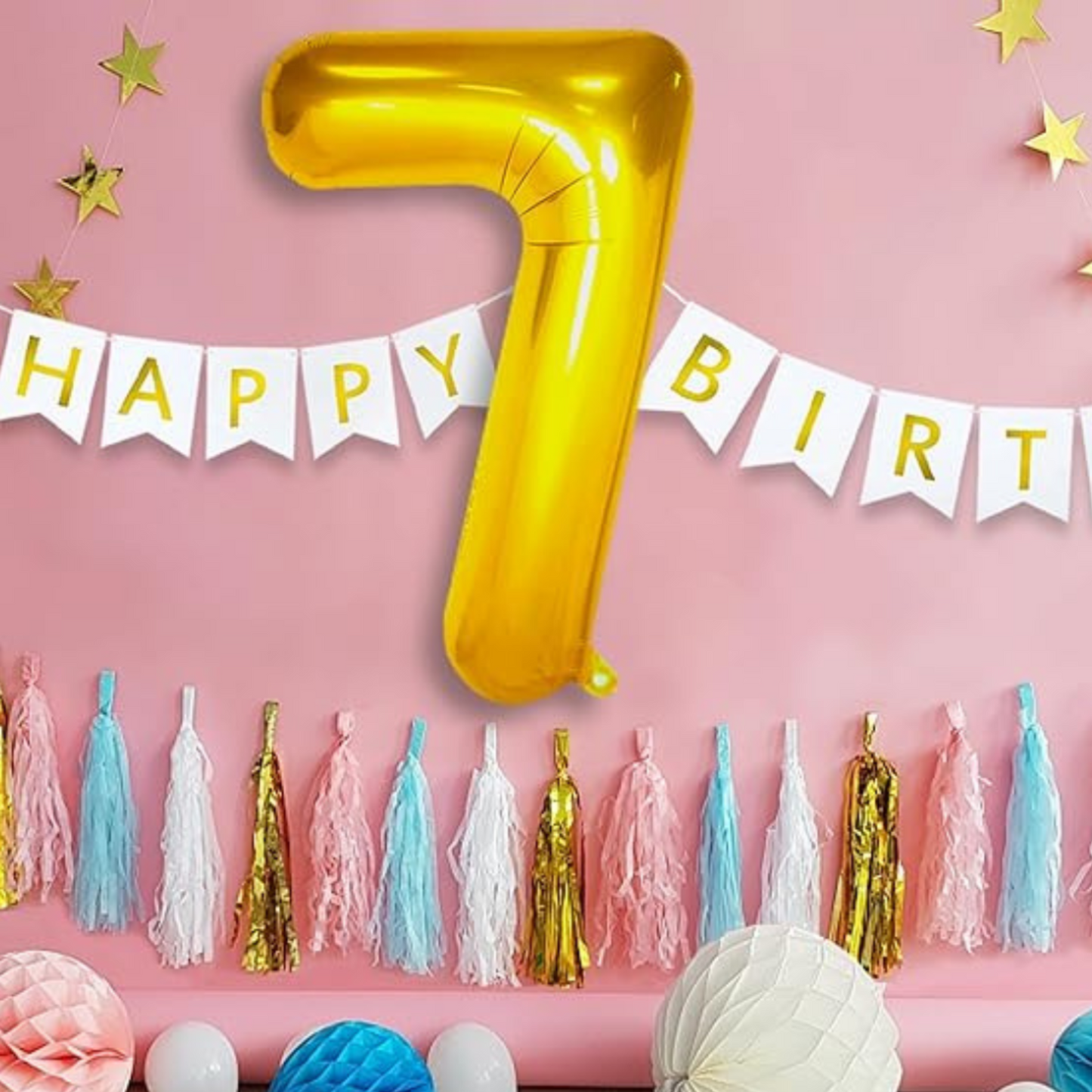 Numerical 7 18" Golden Balloon