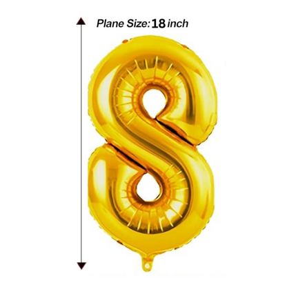 Numerical 8 18" Golden Balloon