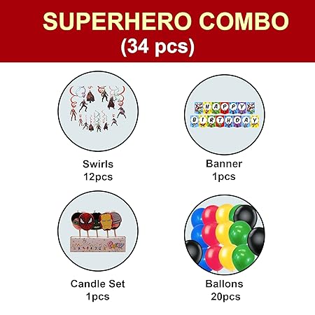 Superhero Theme Happy Birthday Decor Set - 35PC