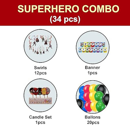 Superhero Theme Happy Birthday Decor Set - 35PC