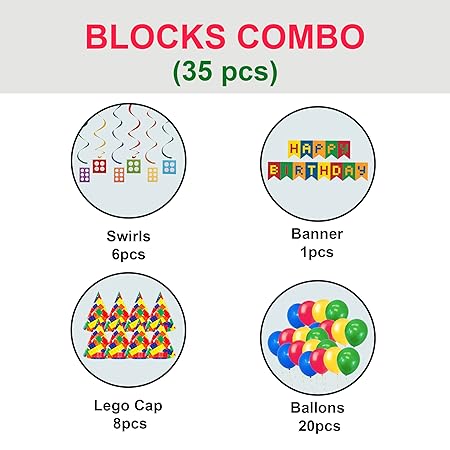 Lego Theme Happy Birthday Decor Set - 35PC