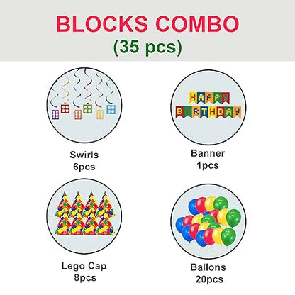 Lego Theme Happy Birthday Decor Set - 35PC