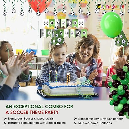 Soccer Theme Happy Birthday Green & Black Decor Set - 35PC