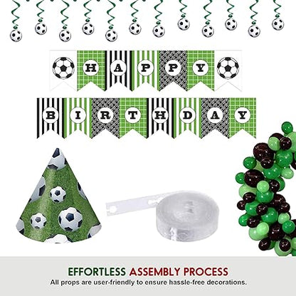 Soccer Theme Happy Birthday Green & Black Decor Set - 35PC