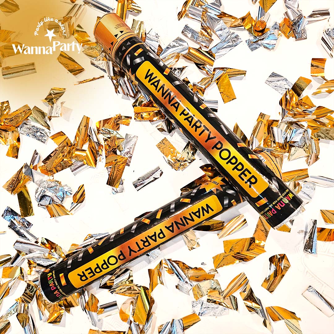 Party Popper  w/ Silver & Golden Confetti - 1PC