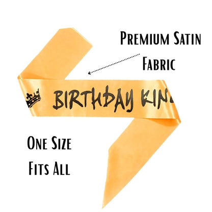 Birthday King Glossy Golden Sash for Adults - 1PC