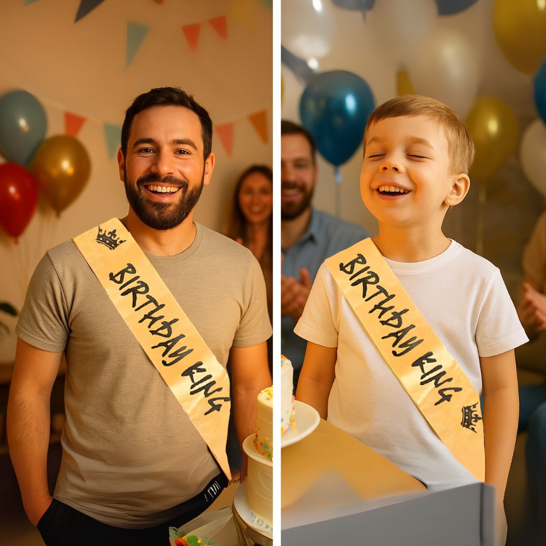 Birthday King Glossy Golden Sash for Adults - 1PC