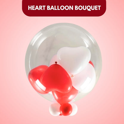 Transparent BOBO Balloon with Red Heart Latex Balloons Combo Set - 11PC
