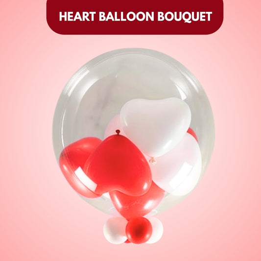 Transparent BOBO Balloon with Red Heart Latex Balloons Combo Set - 11PC