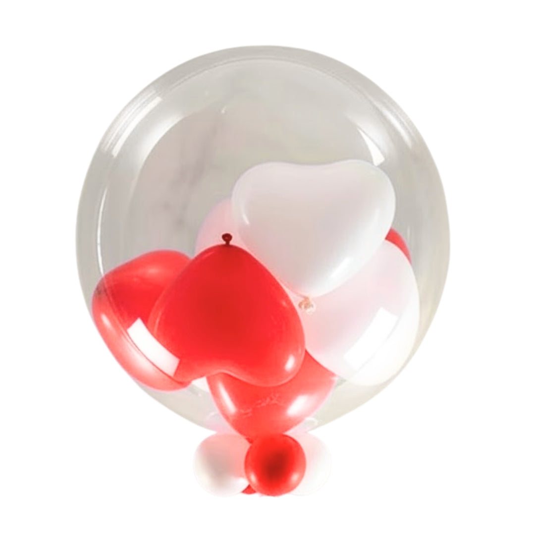 Transparent BOBO Balloon with Red Heart Latex Balloons Combo Set - 11PC
