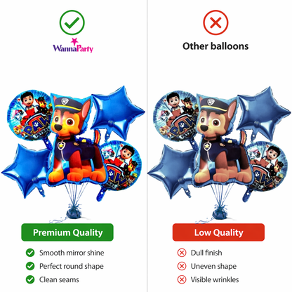 Paw Patrol Puppy Theme Birthday Balloon Bouquet Set (5 Pcs) Helium Filled & Delivered Inflated