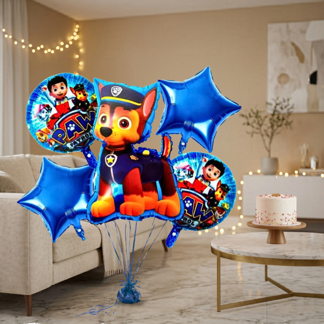 Paw Patrol Theme Birthday Balloons - Set of 5