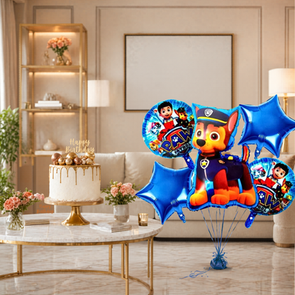 Paw Patrol Theme Birthday Balloons - Set of 5