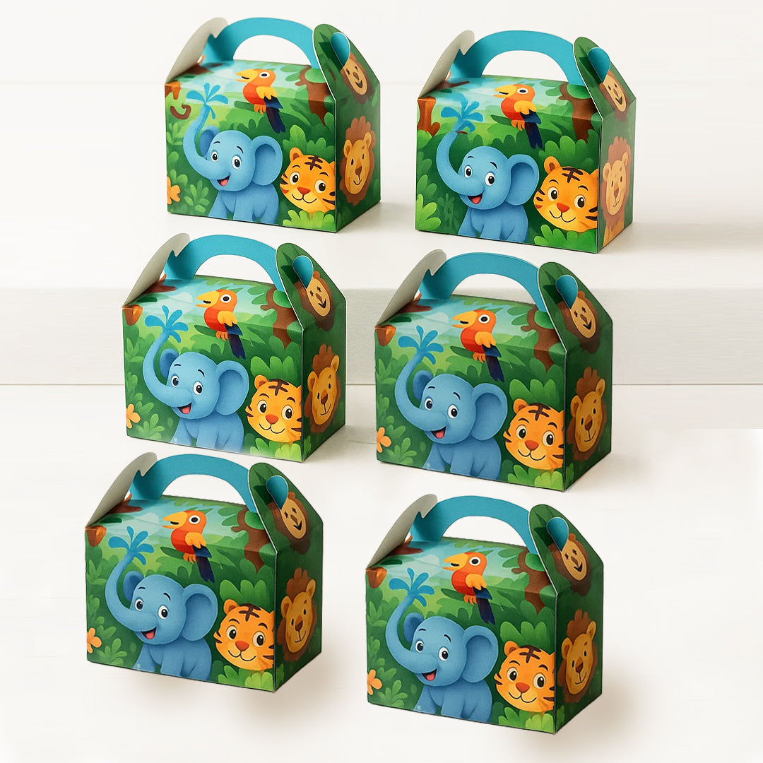 Wanna Party 10 Pack Jungle Safari Animals Party Favor Boxes Zoo Animals Theme Happy Birthday Treat Boxes Party Decorations Bags Candy Goodies Gift Boxes for Kids Party Supplies 6 x 3 x 3.5 Inches