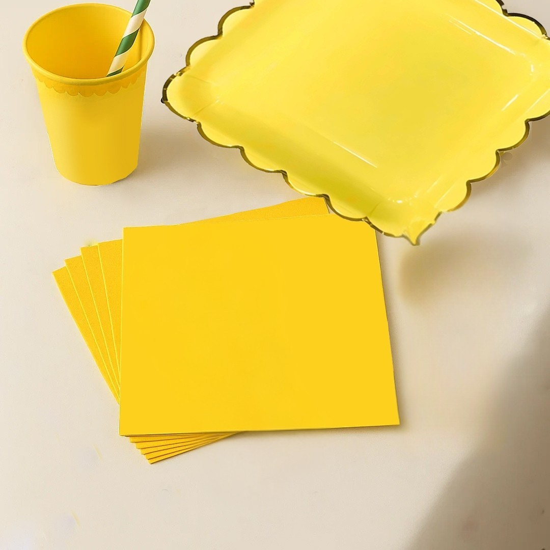 64 Pieces Yellow Tableware Party Supplies