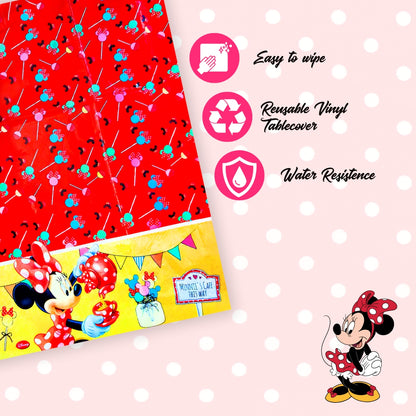 Mini Mouse Theme Table Cover for Party Decor - 70 inches X 47 inches - 1PC