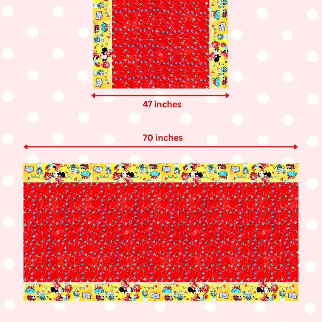 Mini Mouse Theme Table Cover for Party Decor - 70 inches X 47 inches - 1PC