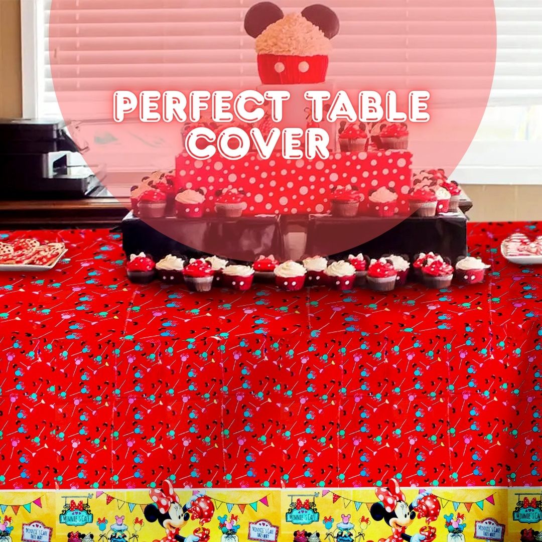 Mini Mouse Theme Table Cover for Party Decor - 70 inches X 47 inches - 1PC