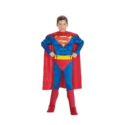 Fancy Superman Costume w/ Muscles for Kids - Age 5 to 7 Years